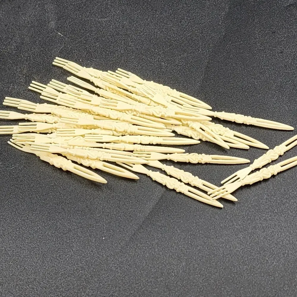 Cocktail Fork Party Pick Set Celluloid Floral Holder Hong Kong 1978 Vintage
